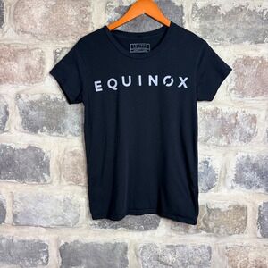 Equinox Womens Graphic Tee Black Short Sleeve Logo T-Shirt Large Athletic Casual